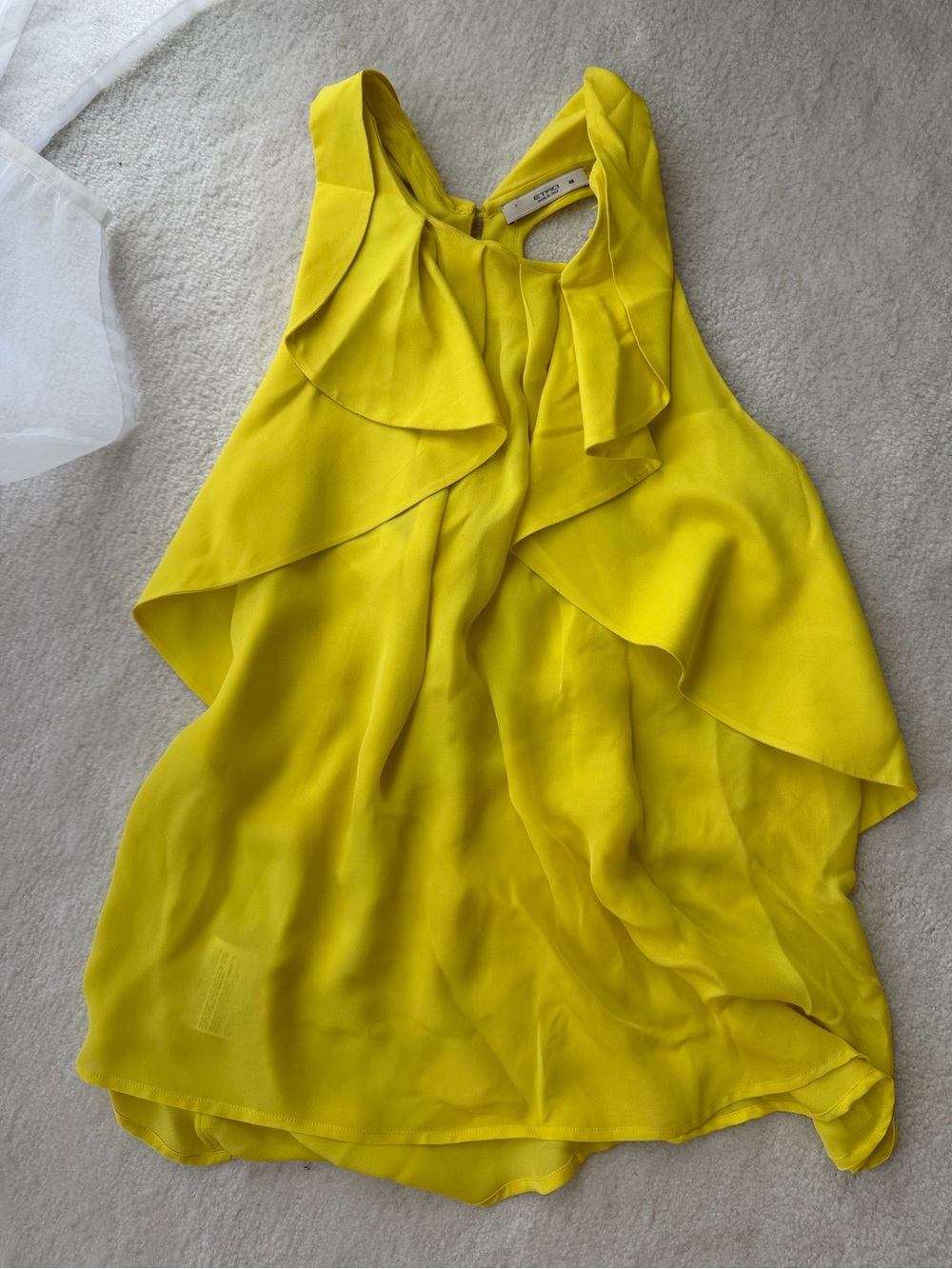 Etro Bright Yellow Via Spartaco Ruffle-Front Silk Camisole Blouse made in Italy